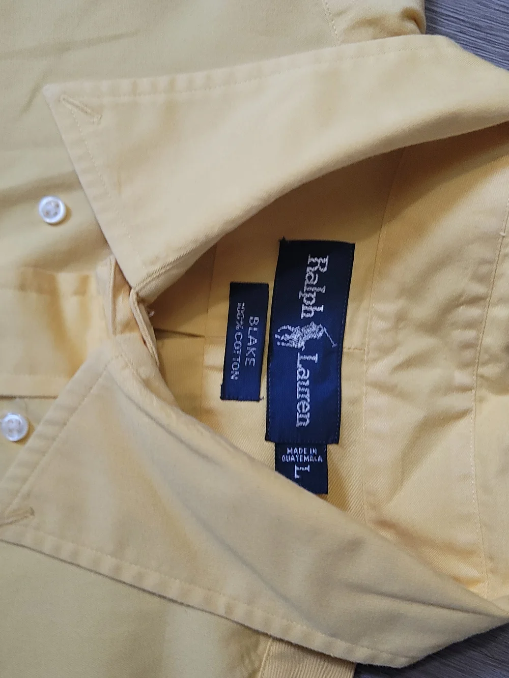 Ralph Lauren Blake Shirt Mens L Yellow Short Sleeve Button Up 100% Cotton Resort